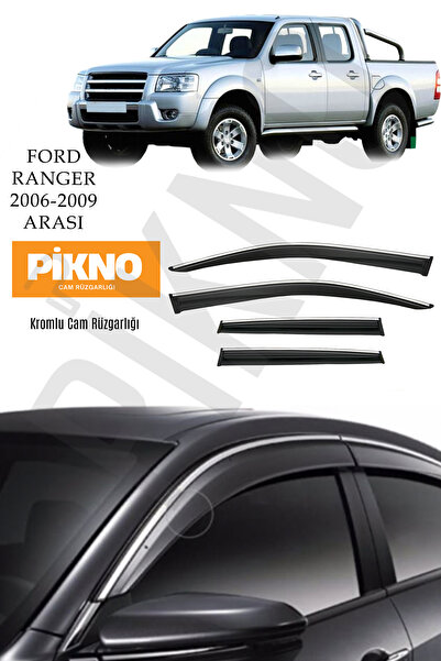 pikno Ford Ranger 2006-2009 Arası Kromlu Cam Rüzgarlığı 4'lü Set A+ Plus