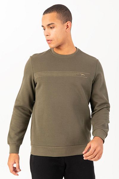 MARATON Comfort Men's Crew Neck Sleeves Light Khaki Sweatshirt 21836
