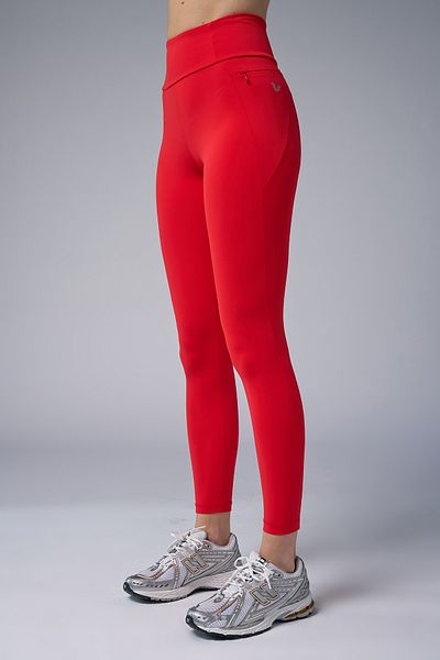 bilcee Women's Red High Waist Full Lycra Sports Leggings with Pockets 4056