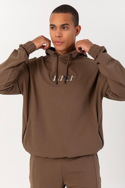 MARATON Oversize Men's Hooded Low Sleeve Cocoa Sweatshirt 22465