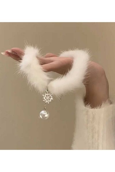 sarıyer silver Snowflake and Pearl Model Feathered Choker Chocker Style Necklace Vintage Elegant Stylish Modern Design Pearl Choker