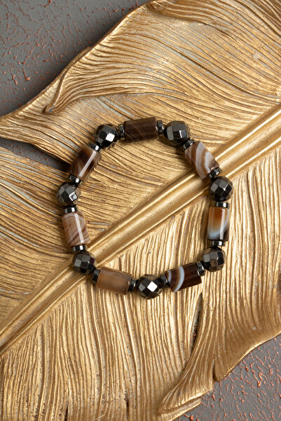 ÇAKRA DOĞAL TAŞ Sertifikalı Doğal Hematit ve Akik Taşı Bileklik