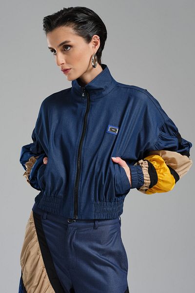 tw3 Women's Garnished Drawstring Detailed Elastic Waist Design Jacket
