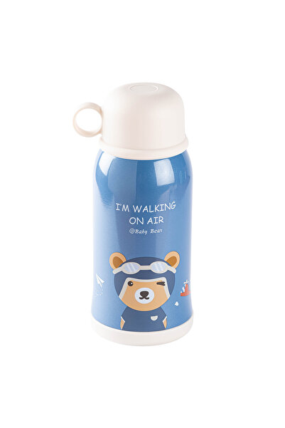 Tantitoni KAKE MAVİ AYICIK DESENLİ ÇİFT KAPAKLI ÇOCUK TERMOSU 600ML