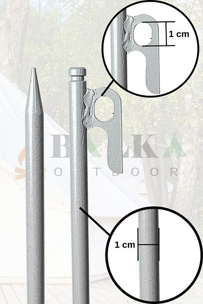 BalkaOutdoor Σιδερένιο άγκιστρο σκηνής 30 cm, Καρφί δαπέδου κήπου κάμπινγκ πάχους 10 mm, άγκιστρο με σιδερένιο άγκιστρο, καρφί σκηνής