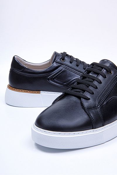 Vantaggio Ανδρικά αθλητικά παπούτσια Fancy Black εσωτερικά και εξωτερικά 100% γνήσιο δέρμα, καθημερινά παπούτσια