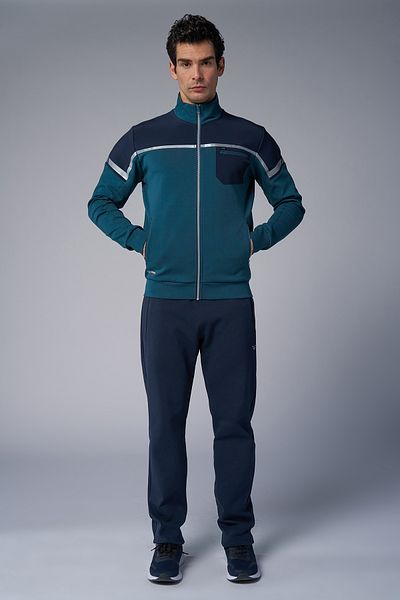bilcee Men's Petrol Stand Collar Lycra Cotton Tracksuit Set 3973