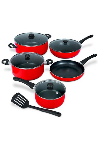 DELICI DELICI 10-Piece Nonstick Cookware Set, Glass Lids 10X Tougher Coating Saucepan Wokpan Frypan Milkpan