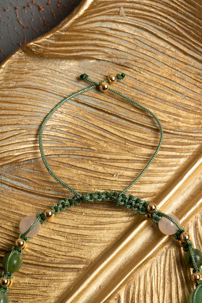 ÇAKRA DOĞAL TAŞ Sertifikalı Doğal Pembe Kuvars, Unakit, Aventurin, Yeşim ve Prehnit Taşı Bileklik