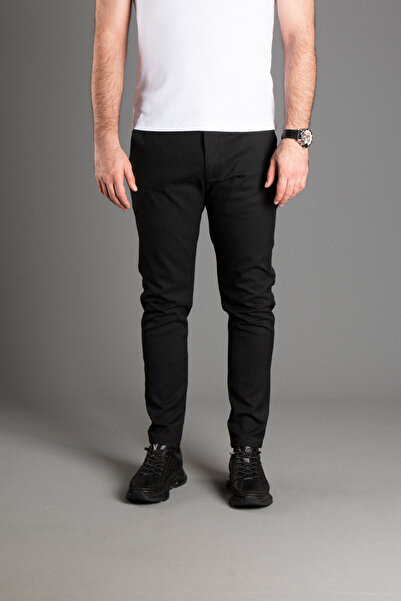 ZEKİ ÖZER Zeki Özer Men's Black Linen Trousers