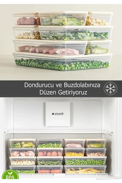 SAVLAR Deep Freezer - Non-Air Storage Container 6 Pieces 2400 ml "Bpa Free"