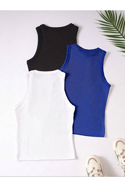 bemmoda Women's Set of 3 3'Color Halter Neck Camisole Tank Top