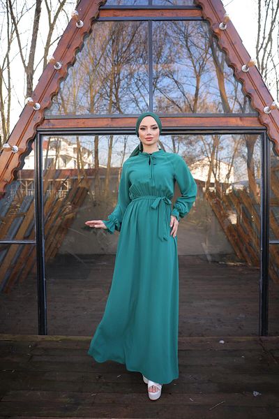 Nissra Ankanoor Emerald Green Raglan Φόρεμα με ελαστική μέση Anka255077