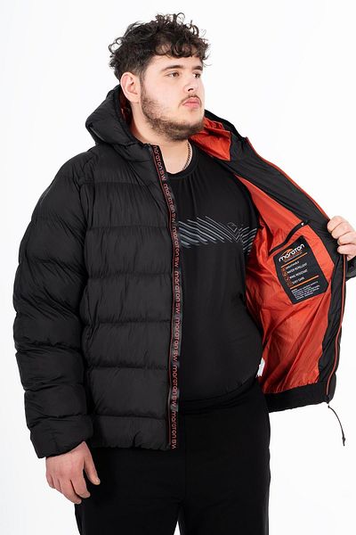 MARATON Plus Size Men's Hooded Long Sleeve Black Coat 21391