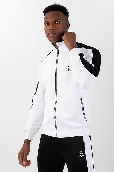 MARATON Regular Men's Stand Collar Raglan Sleeve White Tracksuit Top 21748