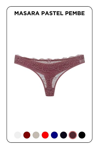 MİSTİRİK Masara Model Ruched Soft Fabric String Thong Pastel Pink Color