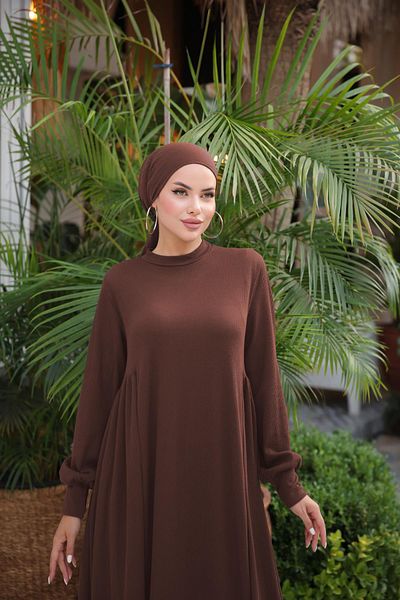 Nissra Ankanoor Bitter Brown Side Gathered Πλεκτό Φόρεμα Anka258063