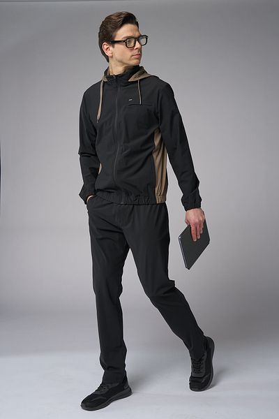 bilcee Men's Black Hooded Woven Tracksuit Set 4000