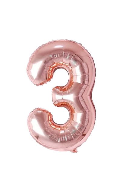 MAXEE STORE Balon aniversar Maxee, cifra 3, rose, 40 cm