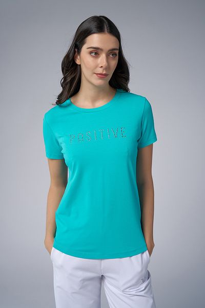 bilcee Women's Blue Geometric Drop T-Shirt 4176