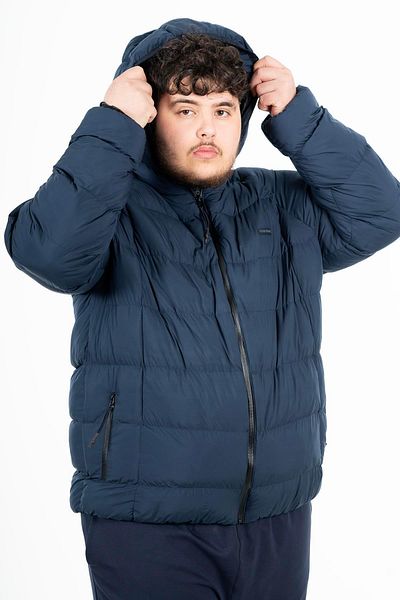 MARATON Plus Size Men's Hooded Long Sleeve Navy Blue Coat 21391
