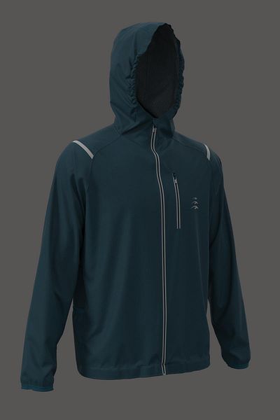 MARATON Regular Men's Hooded Raglan Sleeve Light Navy Blue Raincoat 21663