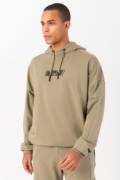 MARATON Oversize Men's Hooded Low Sleeve Light Khaki Sweatshirt 22465