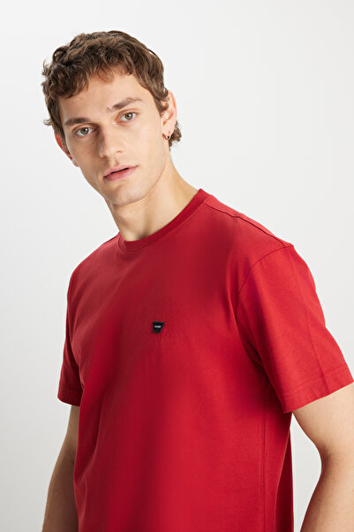 WRANGLER Κόκκινο μπλουζάκι από 100% βαμβάκι με χαλαρή εφαρμογή με φαρδιά κοπή με λογότυπο