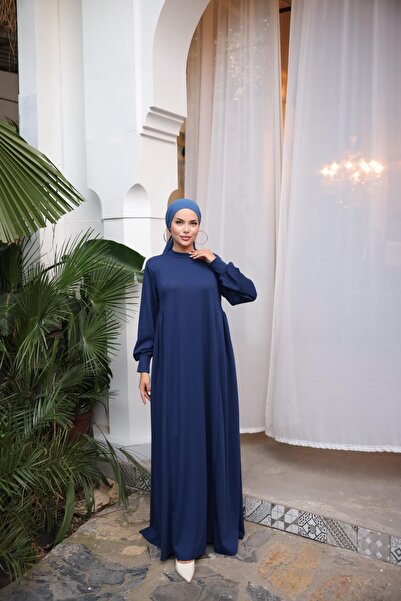 Nissra Πλεκτό φόρεμα Ankanoor Navy Blue με πλαϊνό κορδόνι Anka258063