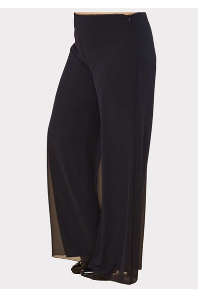 LİLAS XXL Pantaloni din șifon de mărime mare de culoare neagră