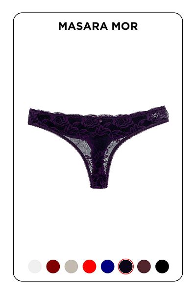 MİSTİRİK Masara Model Lace Soft Fabric String Thong Purple Color
