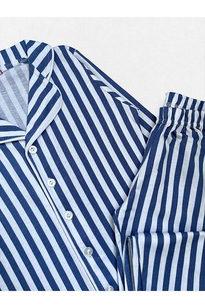 Fil Kids Set de pijamale cu dungi albastre pentru băiat, 100% bumbac