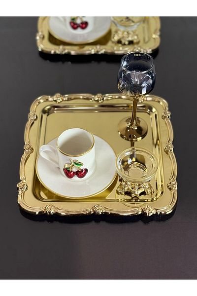 atabey home collection 6 قطع من صينية الذهب: برطمانات صلابة وصواني القهوة والقهوة
