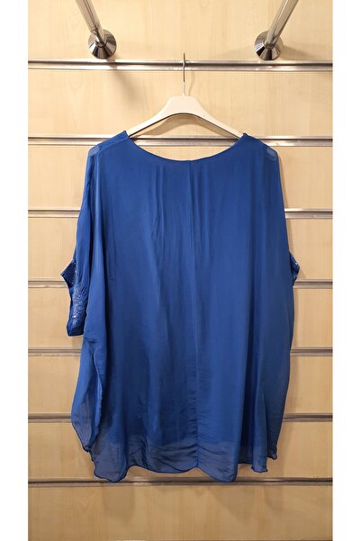 Park Moda İtalyan Ipek Bluz Pullu Düz Desen