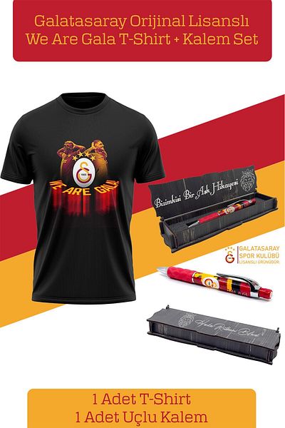 Galatasaray Γνήσιο σετ μπλουζάκι και στυλό με άδεια We Are Gala σε ξύλινο κουτί