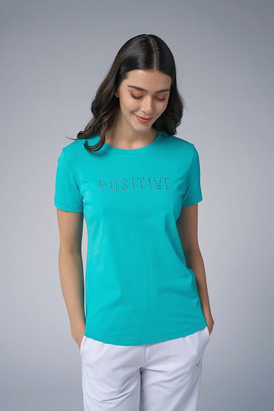 bilcee Women's Blue Geometric Drop T-Shirt 4176