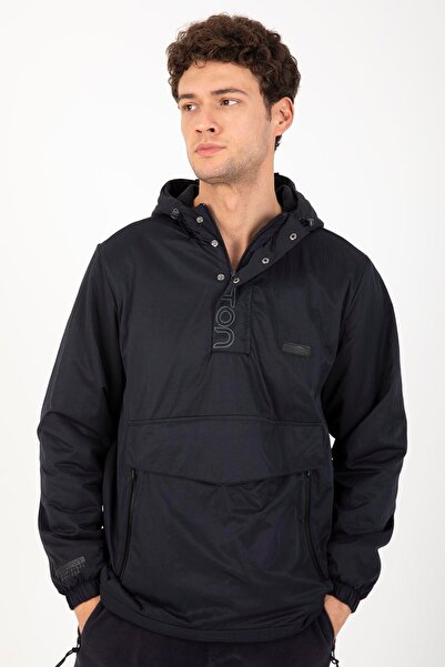 MARATON معطف واق من المطر للرجال من كومفورت بغطاء رأس باللون الأزرق الداكن