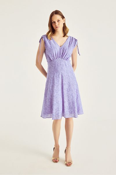 Naramaxx Midi Length Dress with Shirred Shoulder Detail