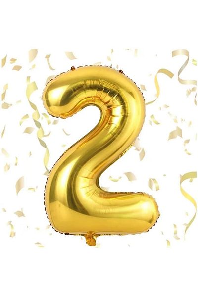 MAXEE STORE Maxee birthday balloon, number 2, gold, 40 cm