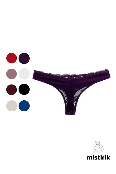 MİSTİRİK Masara Model Lace Soft Fabric String Thong Purple Color