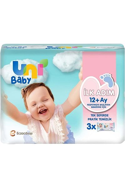 Uni Baby 52 Sheets (Set of 12) 624 Sheets (4Pk*3) Wet Towel Wipes Prepared with Medicine Swabs