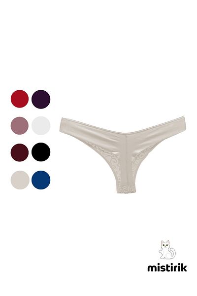 MİSTİRİK Masara Model Lace Soft Fabric String Thong Ecru Color