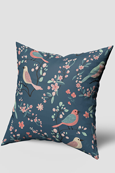 EsnafAli Husă de pernă cu pasăre verde și roz
