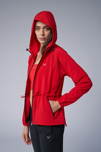 bilcee Women's Red Thin Light Fabric Woven Tracksuit Set 4171