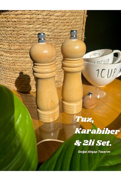 Hediye Ofisi Vintage Wooden Salt/Pepper Pastes 16 cm Long, 2 Units