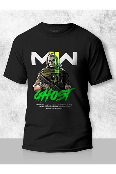 Pisa Art Μαύρο μπλουζάκι Unisex με σχέδιο K-art Call Of Duty Modern Warfare Ghost