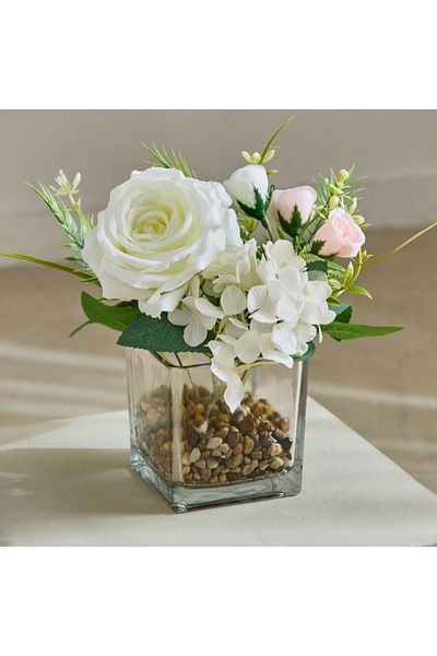 Home Box Areos Flower Arrangement in Glass Vase - 25 cm