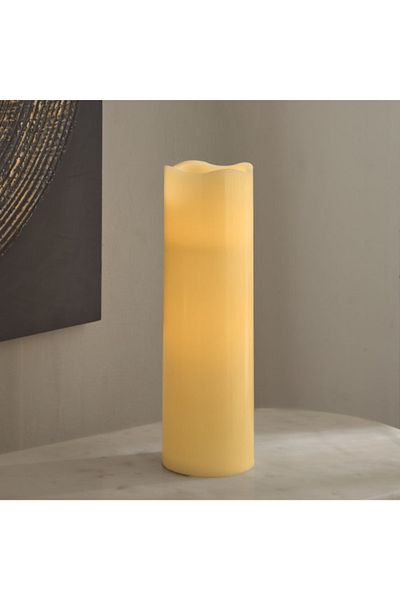 Home Box Luna LED Flameless Ivory Wax Candle with Vanilla Scent and Flickering - 12x40 cm