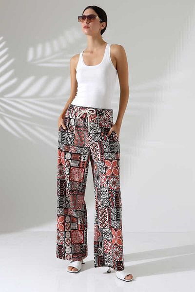 MOSRANİC Women's Patterned Palazzo Trousers Ll400