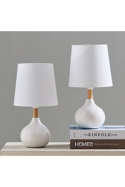 Home Box Ashra 2-Piece Ceramic Table Lamp Set - 19x19x40 cm